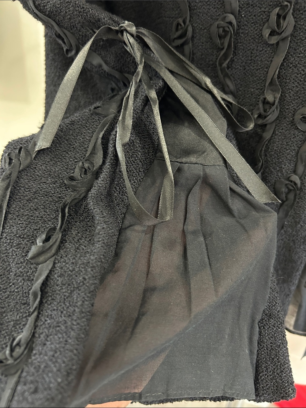 St. John Couture lace up ribbon fashion fit jacket black Size 10 - Picture 6 of 12